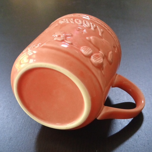 Rare Snoopy 3D Ceramic UFS Charles M. Schulz With Stars Vintage Orange Cup Mug - Picture 7 of 8